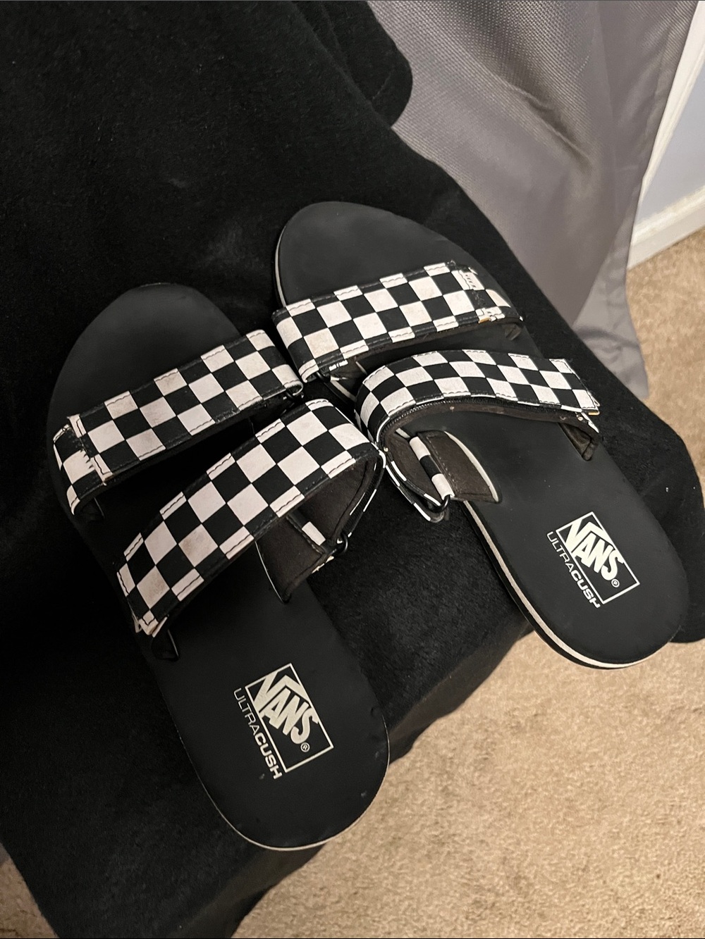 Vans Black & White Checkerboard Slide Sandals